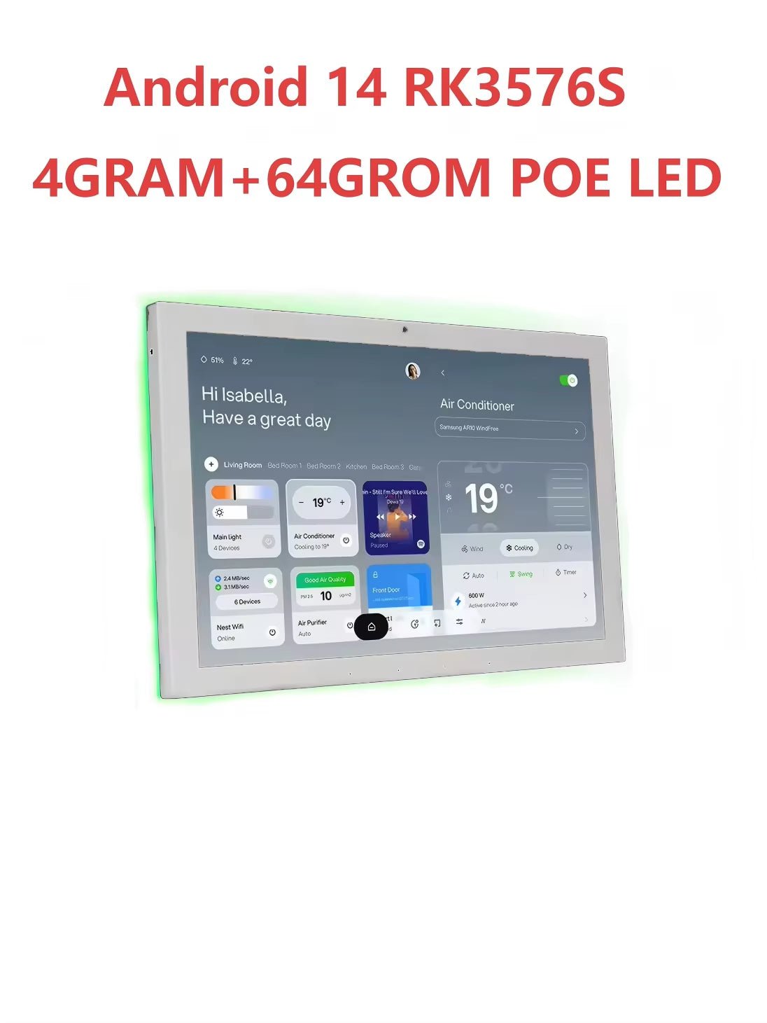 10.1'' Duvar İçi Akıllı Ev Kontrol Paneli | Android 13 POE GOOGLE ASİSTAN - Tamekipman