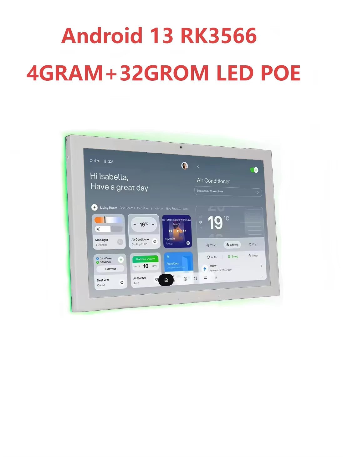 10.1'' Duvar İçi Akıllı Ev Kontrol Paneli | Android 13 POE GOOGLE ASİSTAN - Tamekipman