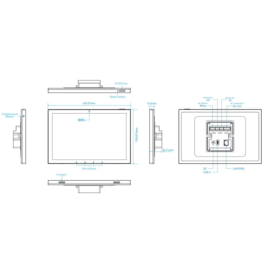 10.1'' Duvar İçi Akıllı Ev Kontrol Paneli | Android 13 POE GOOGLE ASİSTAN - Tamekipman