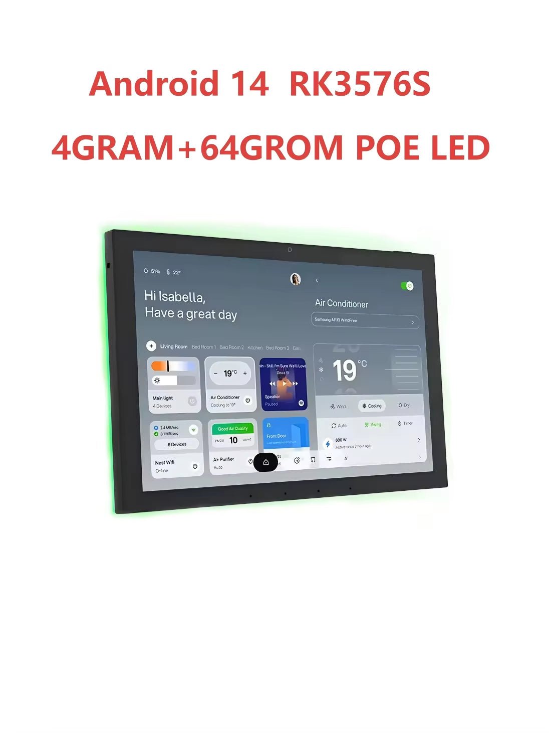 10.1'' Duvar İçi Akıllı Ev Kontrol Paneli | Android 13 POE GOOGLE ASİSTAN - Tamekipman