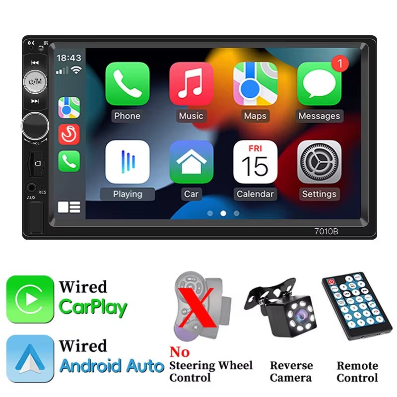 7 Inç Araba Radyosu 2Din HD Dokunmatik Ekran MP5 Çalar Bluetooth 12V FM ISO Güç Aux Girişi Ayna Bağlantısı Multimedya Oynatıcı - Tamekipman