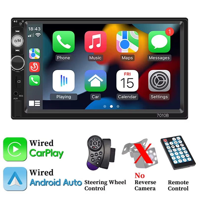 7 Inç Araba Radyosu 2Din HD Dokunmatik Ekran MP5 Çalar Bluetooth 12V FM ISO Güç Aux Girişi Ayna Bağlantısı Multimedya Oynatıcı - Tamekipman