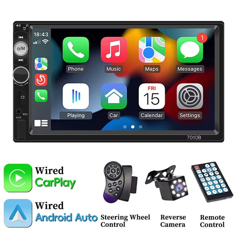 7 Inç Araba Radyosu 2Din HD Dokunmatik Ekran MP5 Çalar Bluetooth 12V FM ISO Güç Aux Girişi Ayna Bağlantısı Multimedya Oynatıcı - Tamekipman