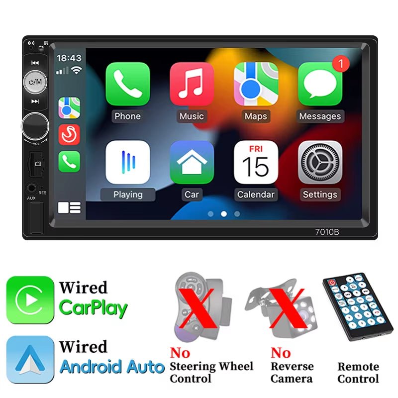 7 Inç Araba Radyosu 2Din HD Dokunmatik Ekran MP5 Çalar Bluetooth 12V FM ISO Güç Aux Girişi Ayna Bağlantısı Multimedya Oynatıcı - Tamekipman