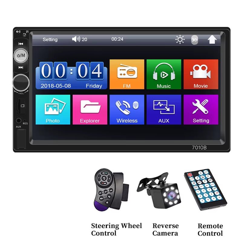 7 Inç Araba Radyosu 2Din HD Dokunmatik Ekran MP5 Çalar Bluetooth 12V FM ISO Güç Aux Girişi Ayna Bağlantısı Multimedya Oynatıcı - Tamekipman