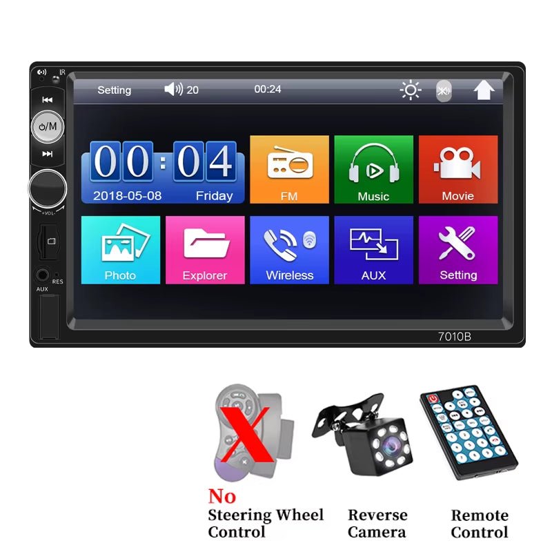 7 Inç Araba Radyosu 2Din HD Dokunmatik Ekran MP5 Çalar Bluetooth 12V FM ISO Güç Aux Girişi Ayna Bağlantısı Multimedya Oynatıcı - Tamekipman