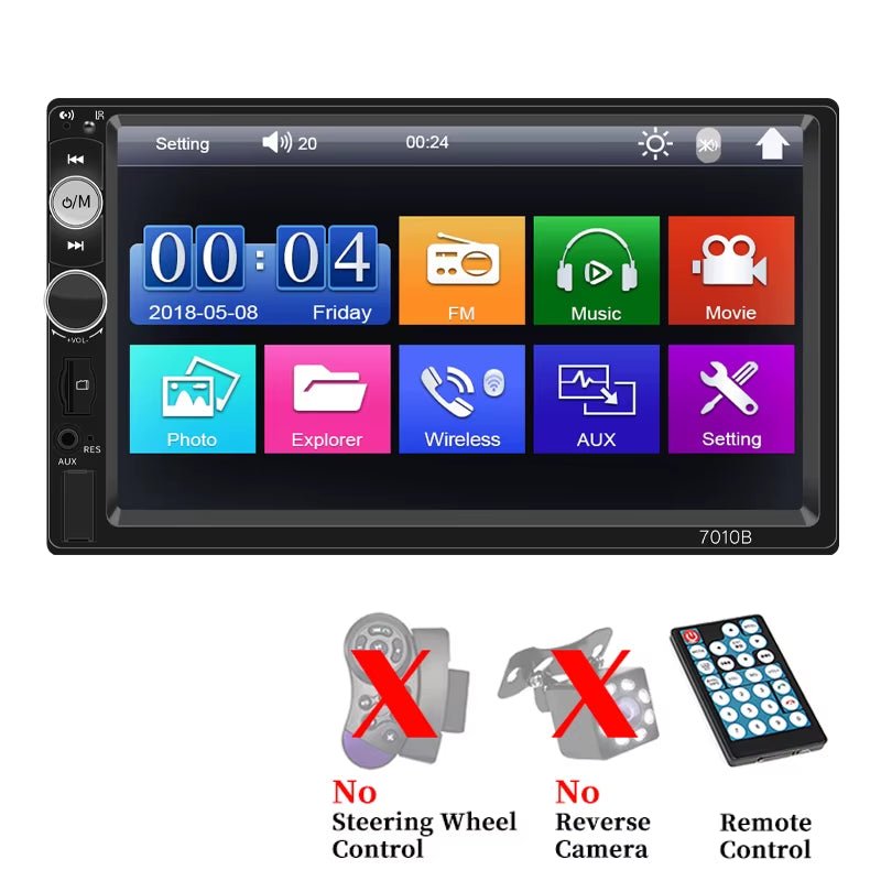 7 Inç Araba Radyosu 2Din HD Dokunmatik Ekran MP5 Çalar Bluetooth 12V FM ISO Güç Aux Girişi Ayna Bağlantısı Multimedya Oynatıcı - Tamekipman