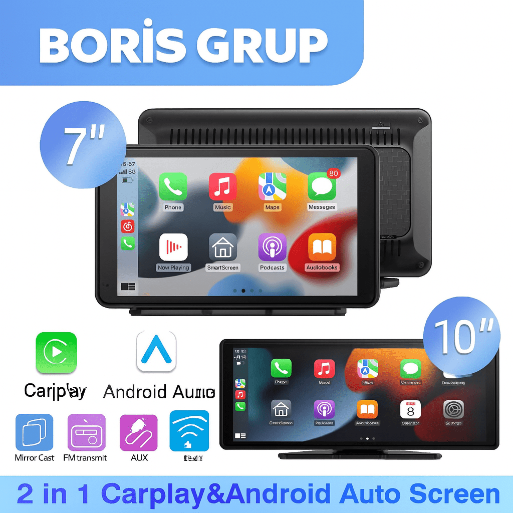 Universal 7/10 İnç Kablosuz Carplay ve Android Auto Ekranı - Tamekipman